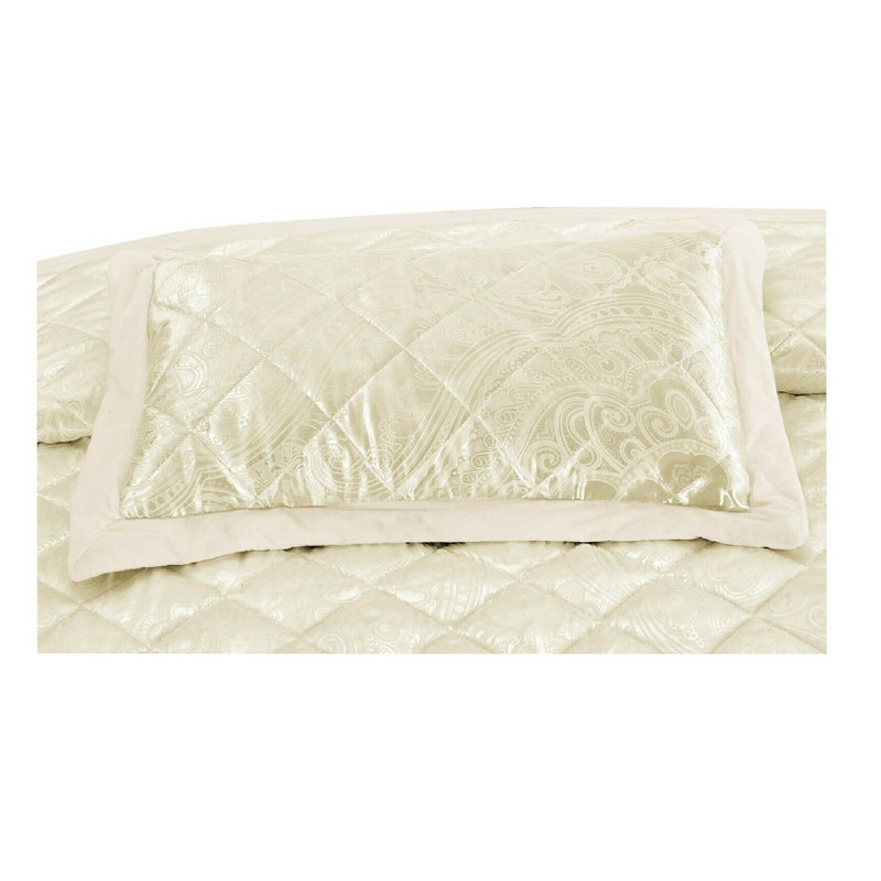 Haith Polyester Floral Bedspread with Pillowcases Included, Double Bedspread - 2 Pillowcases, Beige