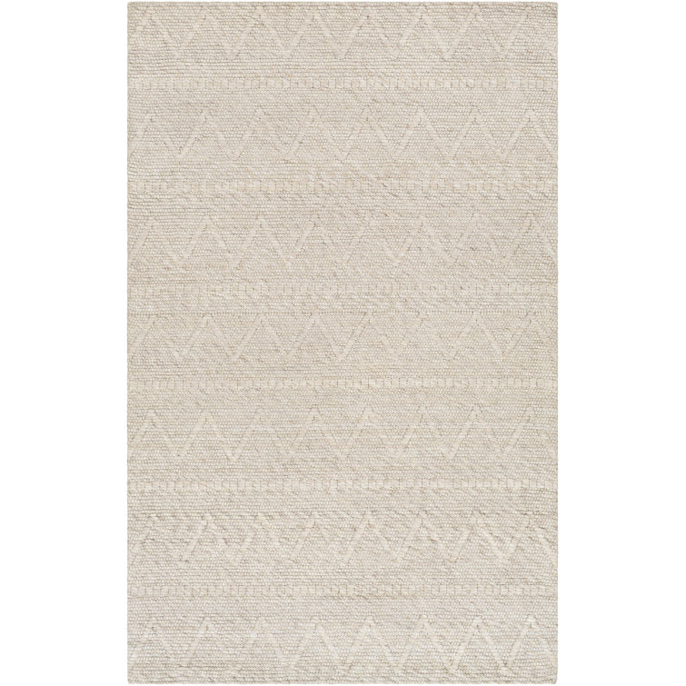 Rectangle Richt Chevron Polyester/Wool Area Rug in Ivory