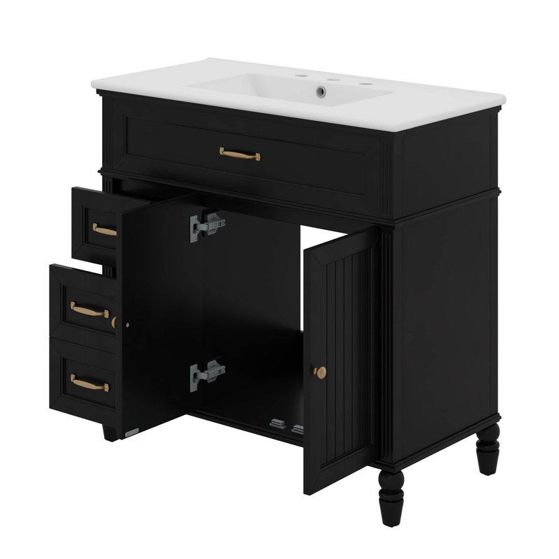 Meuble-lavabo noir 36 po avec lavabo 36 po