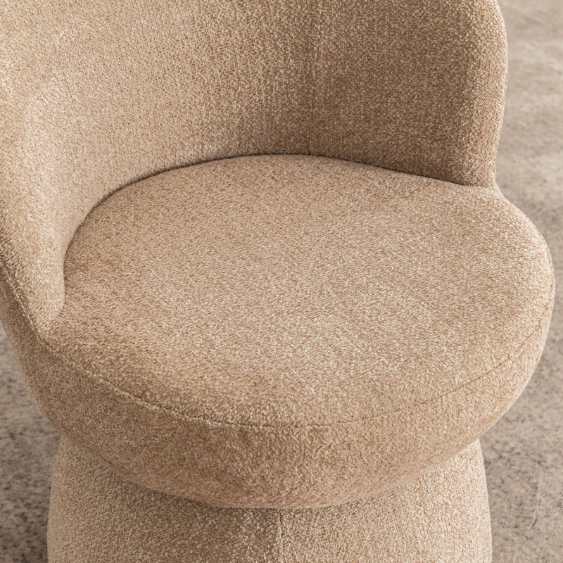 Allis Boucle Swivel Barrel Dining Chair, Taupe