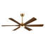 Ventilateur de plafond en bois massif à 6 pales avec finition dorée, contrôle intelligent de l'application, moteur réversible à courant continu, lumière DEL 3 couleurs et fonctionnement silencieux à 6 vitesses (tiges verticales de 6 po / 12 po / 24 po)-1795384145