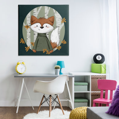 Renard automnal et toile de bouleaux, conception de Sarah Hickman