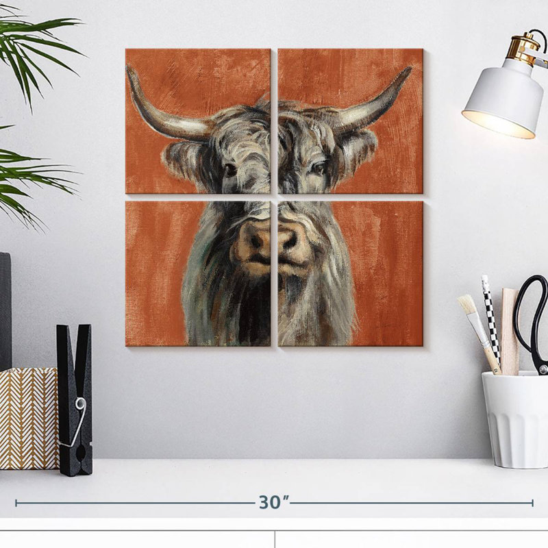 Brampt Highland Cow sur terre cuite, H 18 po x l 18 po
