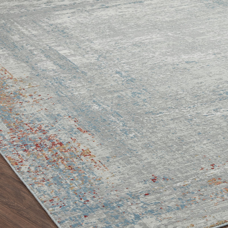 D Abstract Area Rug in Gray, Rectangle 8'6" x 11'6"