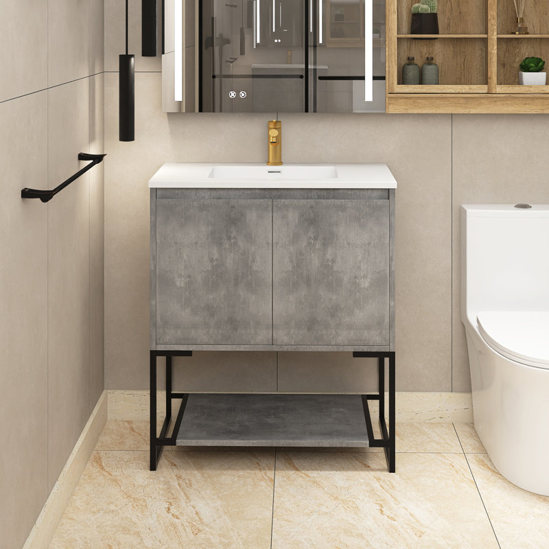 Meuble-lavabo simple 29,5 po avec plateau en résine Skyasia