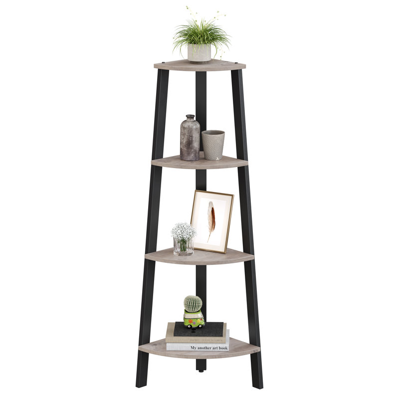 Drumm Corner Bookcase, Black/Taupe