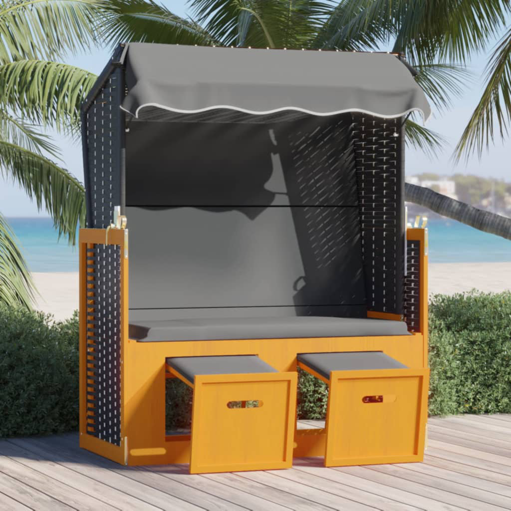 Strandkorb Justiniano aus Polyrattan/Massivholz