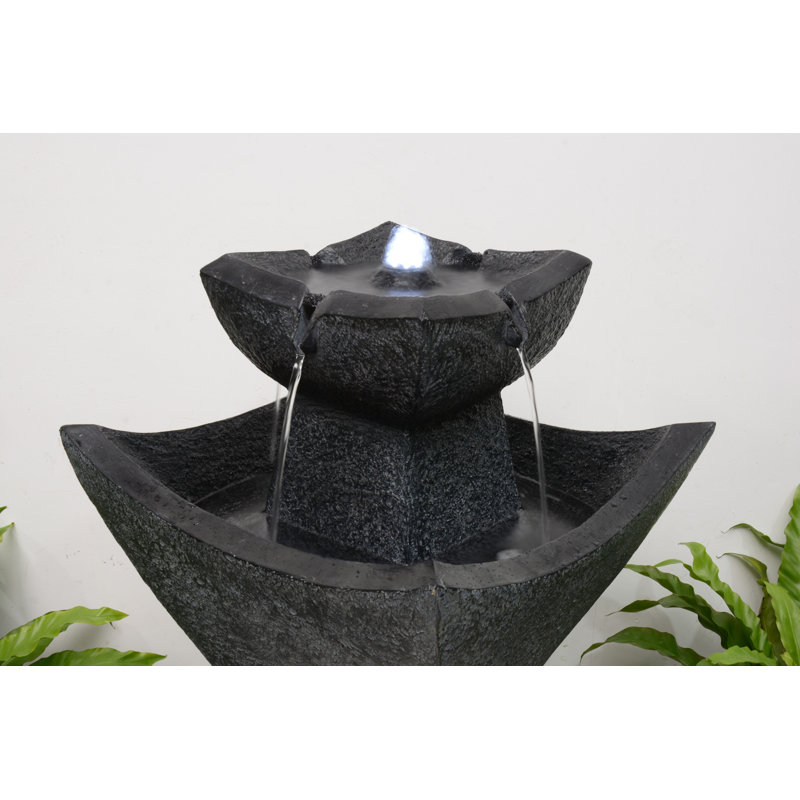 Resin Solar Pedestel Fountain with Light