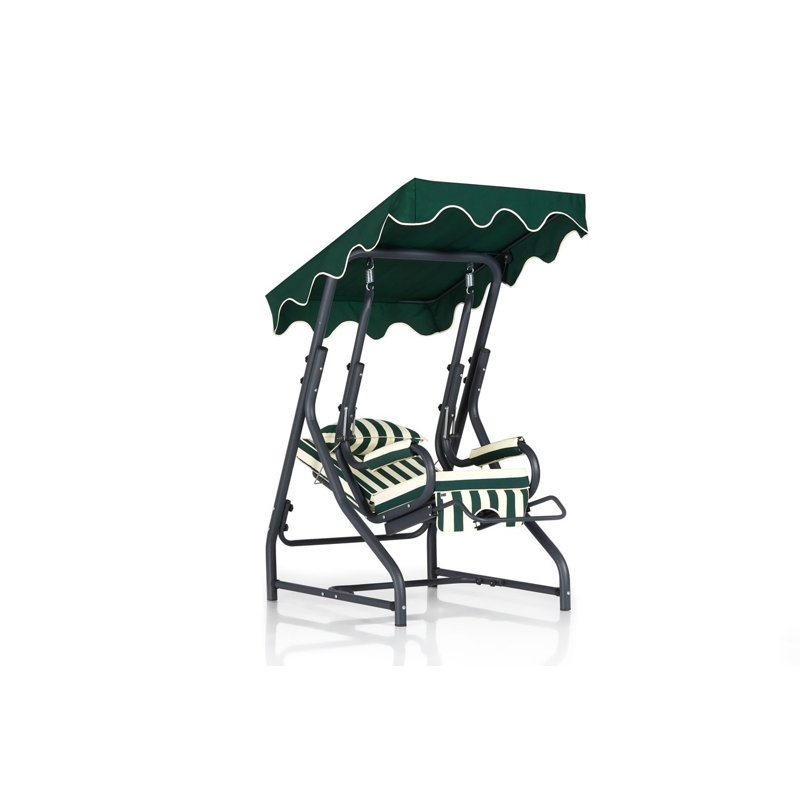 Balancelle avec support Roz, Vert/blanc