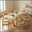 Ensemble de table de salle à manger 7 pièces avec 6 chaises à dossier demi-tonneau-390415788