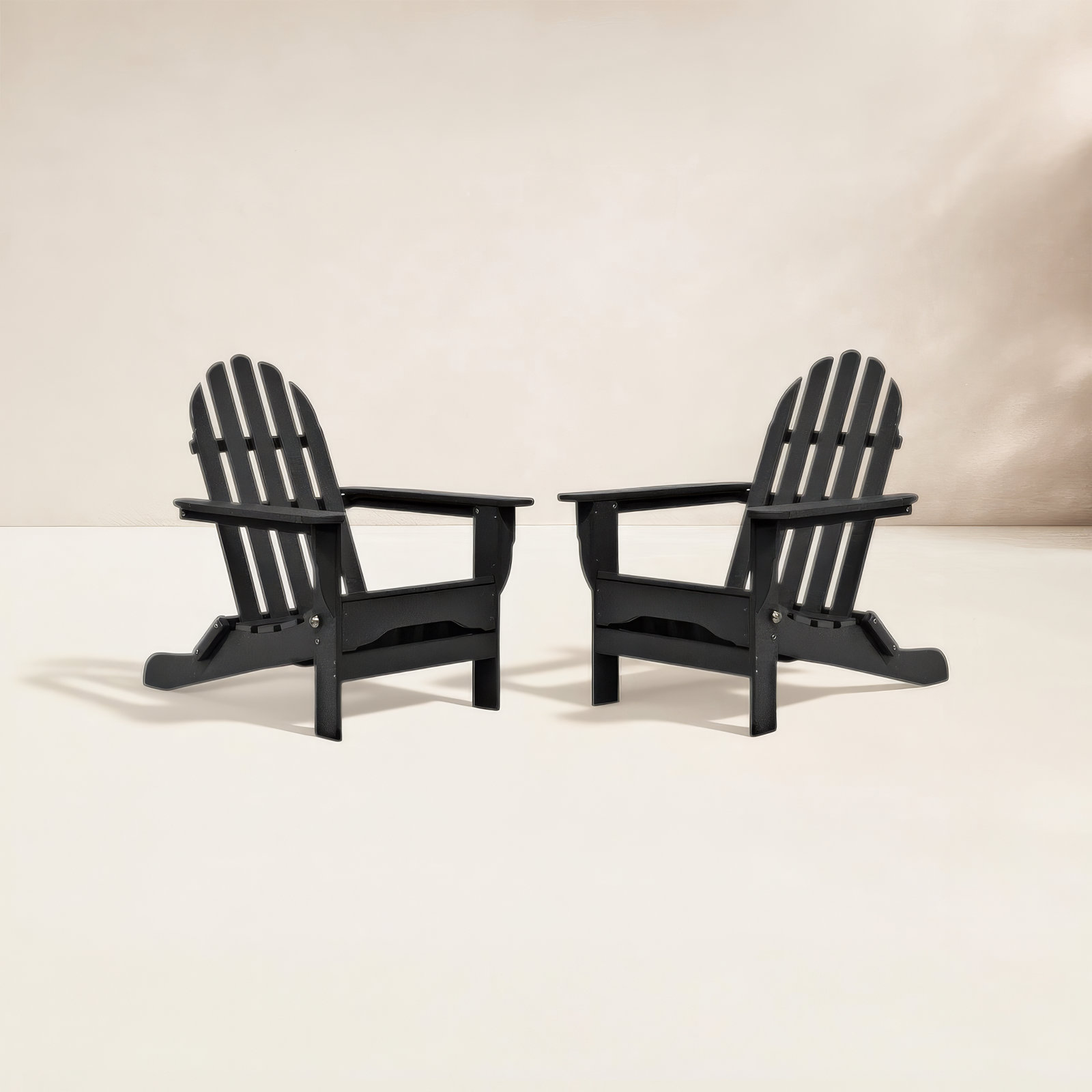 Leighton Foldable Outdoor Adirondack Set, Black