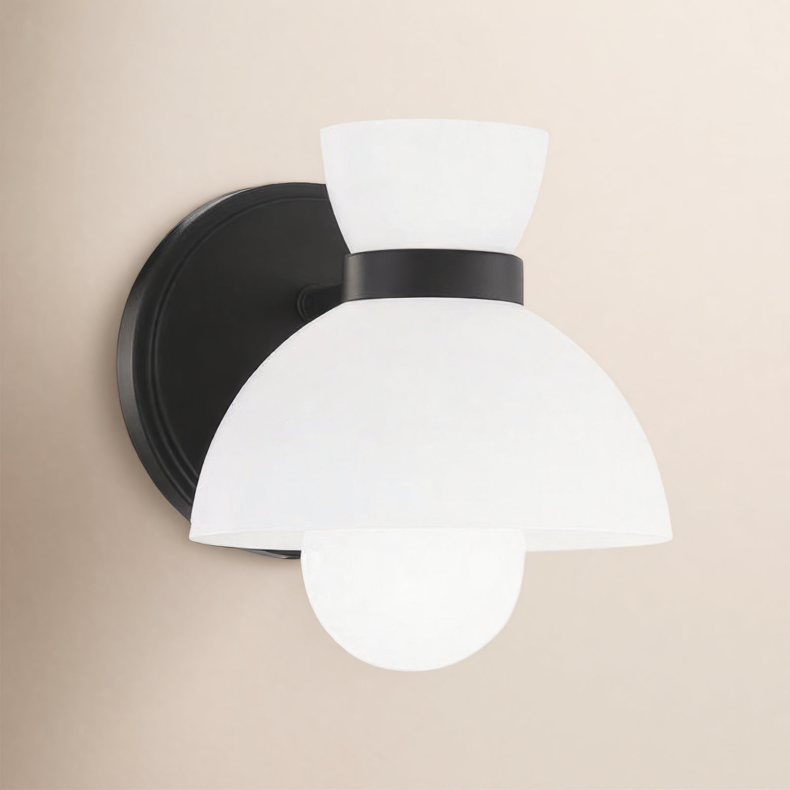 Single Light Armed Sconce, Matte Black