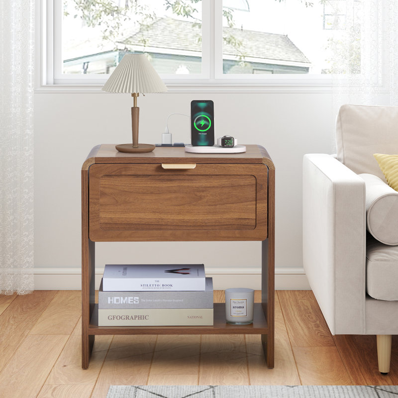 Table de bout avec station de charge, Noir