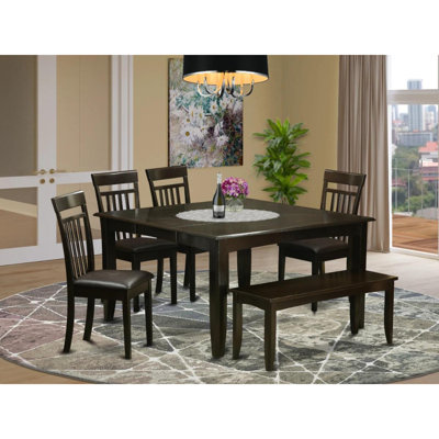 Pilning 6 Piece Butterfly Leaf Rubber Solid Wood Dining Set by August Grove