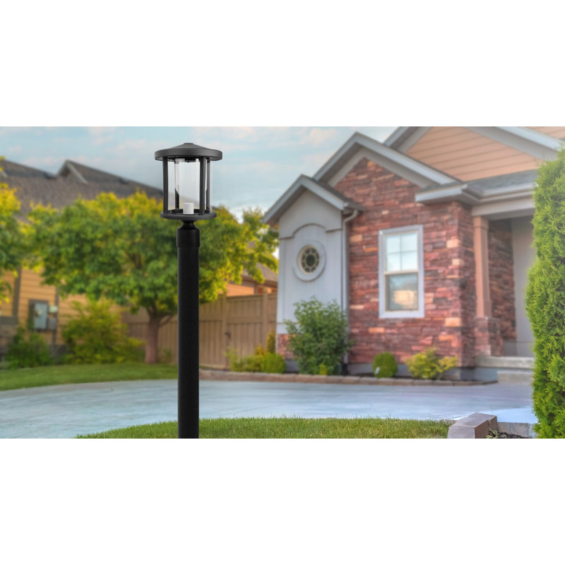Solus Artisan Round Post Top Fixture with Clear Acrylic Lens, Black