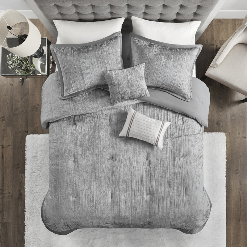 King Silver Velvet Down Alternative Bedspread Set