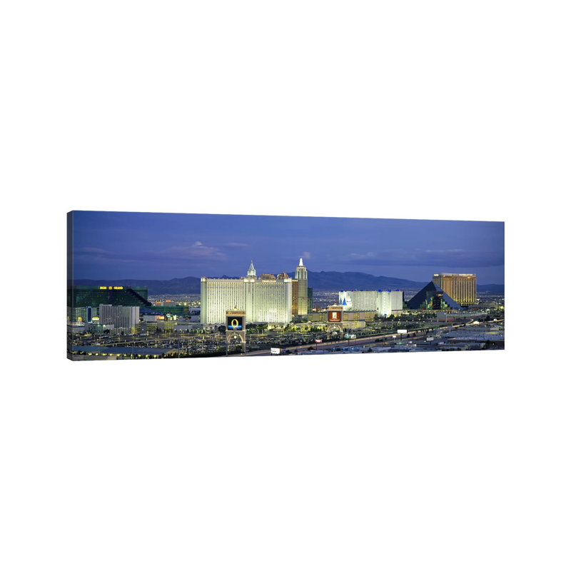 Dusk The Strip Las Vegas NV - Wrapped Canvas Panoramic Print, 121.92 cm H x 40.64 cm W x 1.91 cm D