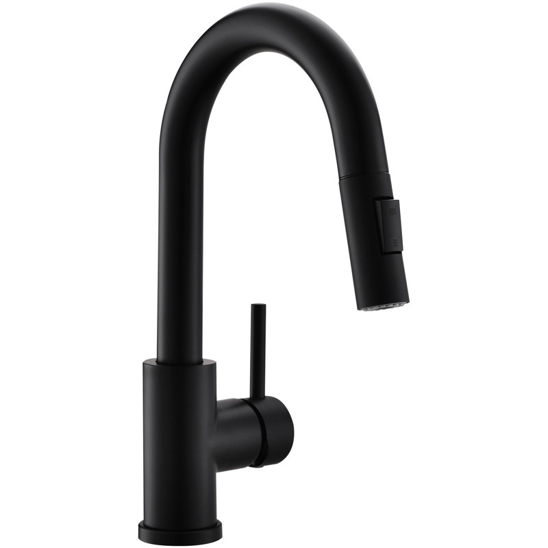 Contemporary Black Kitchen Faucet - Pull Down Spray, Stainless Steel, 360 Rotation For Bar, Prep & Bathroom Sink , Single Handle, Ceramic Filled