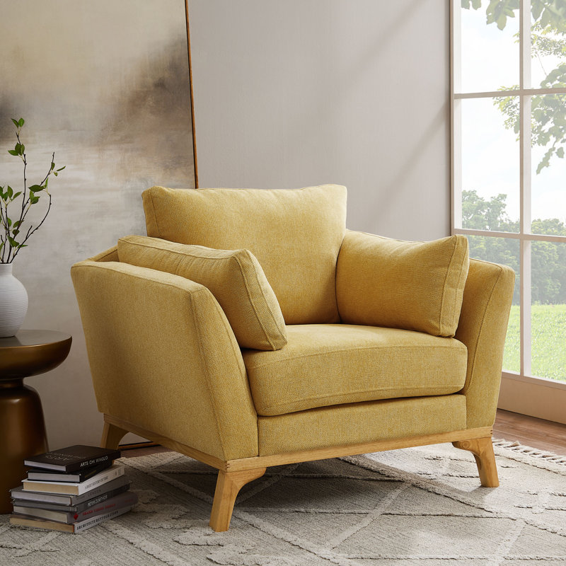Fauteuil de 41,7 po de largeur Lodell, Sergé de polyester jaune