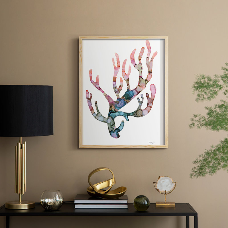 Sea Coral II, reproduction encadrée - bois massif, H 11 po x l 9 po, Naturel