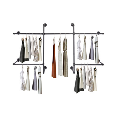 Industrial Wall-Mounted Pipe Clothing Rack