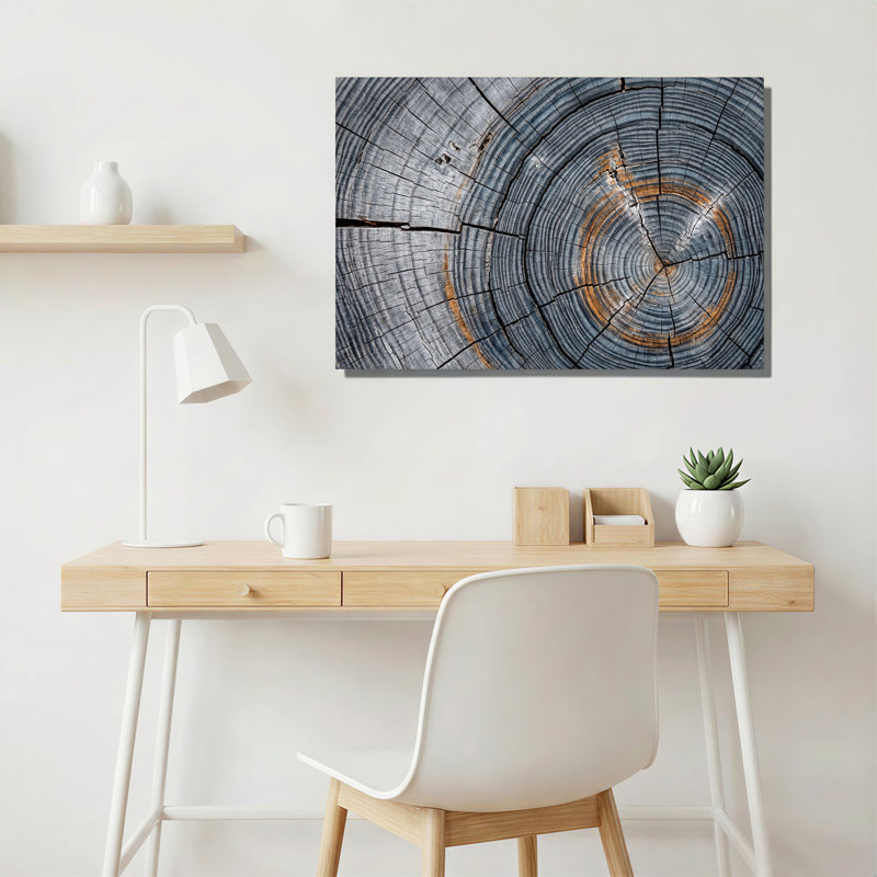 Art mural sur toile gris et orange, H 28 po x l 40 po