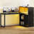 Broly 55.1'' L-Shape Computer Desk with Colorful LED Light and Built-In Outlets-1357720996