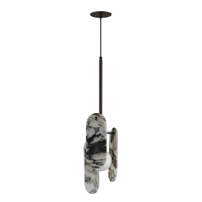 Megalith 1 - Light Pendant, White, Brushed Bronze/Striae Arya