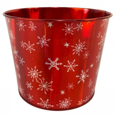 Snowflakes On A Shiny Printed Bucket