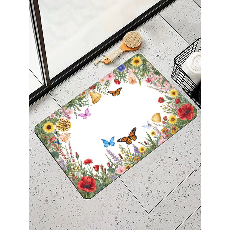Tapis de bain Natural Flower Butterfly Decor, 36 X 24 po