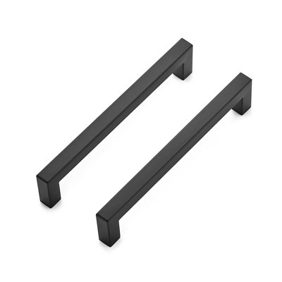 Matte Black Cabinet Handles Square Pulls 6-1/4 Inch 12 Pack，Stainless Steel, Square Bar Grip, Drawer Pulls, Kitchen Cabinet Hardware, For Cupboards, Drawers, Dressers, Cabinets