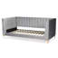 Lit de jour contemporain gris avec capitonnage et pieds en métal doré, hauteur de 30,91 po, profondeur confortable de 81,96 po, prêt pour le matelas