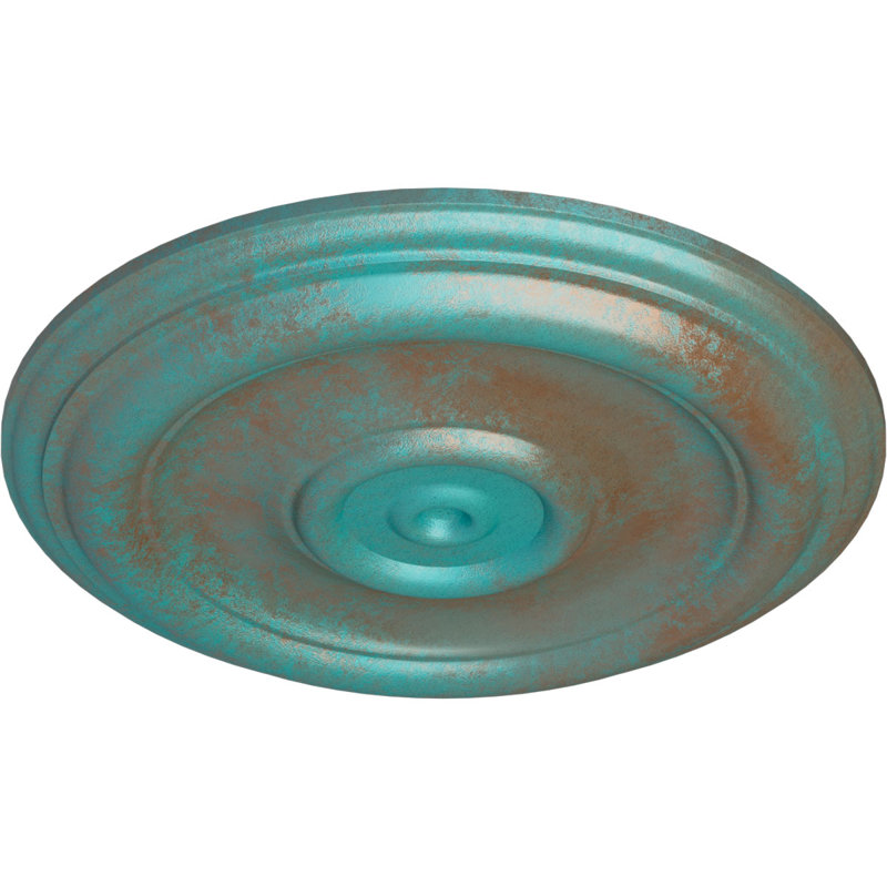 Médaillon de plafond traditionnel H 12 po x l 12 po x P 1 po, Cuivre patiné de vert