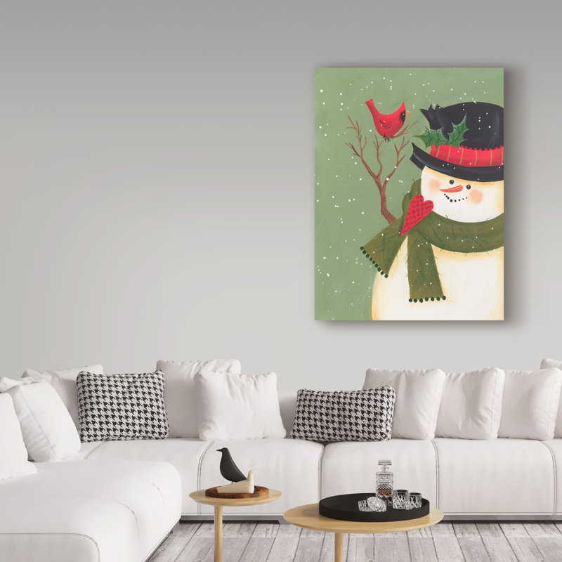 «Cardinal and Snowman», art sur toile, H 24 po x l 18 po x P 2 po