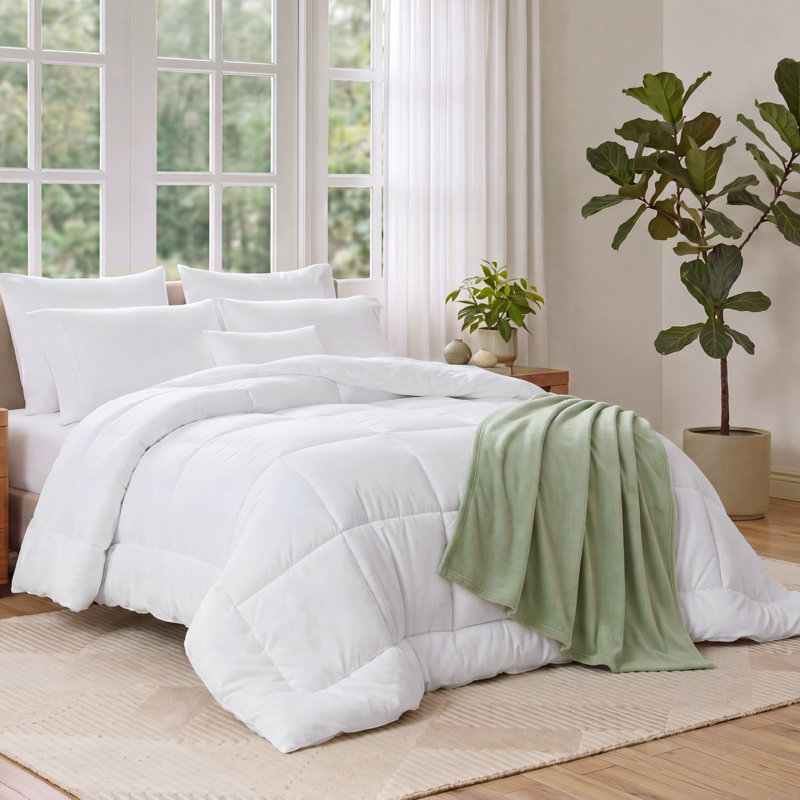 Bedsure Queen Box-Stitch Down Alternative Duvet Insert – White , All-Season Comforter, White, Queen Comforter