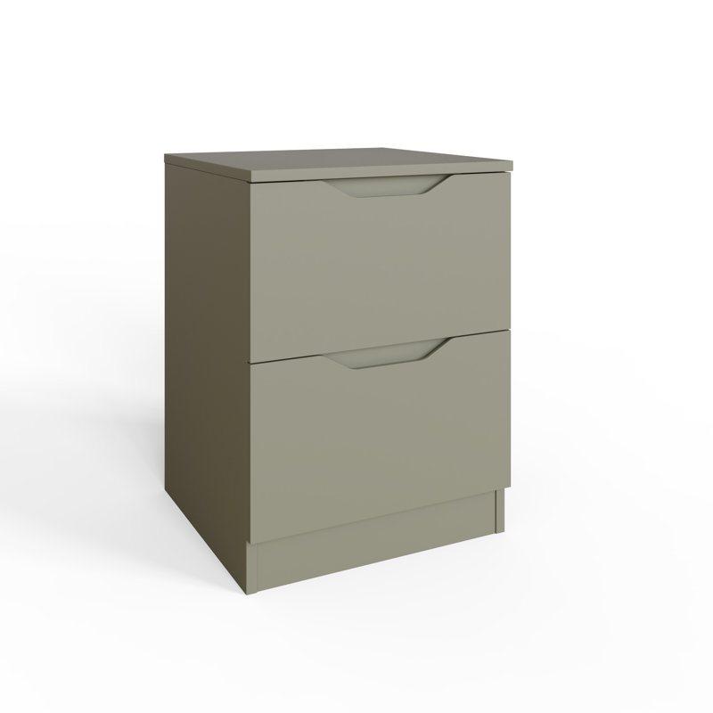 Groove Handled 2 Drawer Bedside, Sage Green