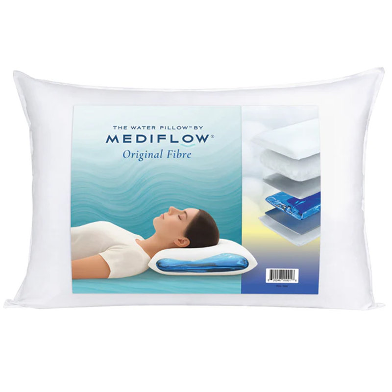 Mediflow Original Fibre Water Pillow – Adjustable Waterbase Neck Support With Cotton Cover (50 × 70 Cm, Single)