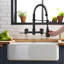 Robinet de cuisine mural en acier inoxydable durable avec 3 fonctions et bec à grand arc-110081360