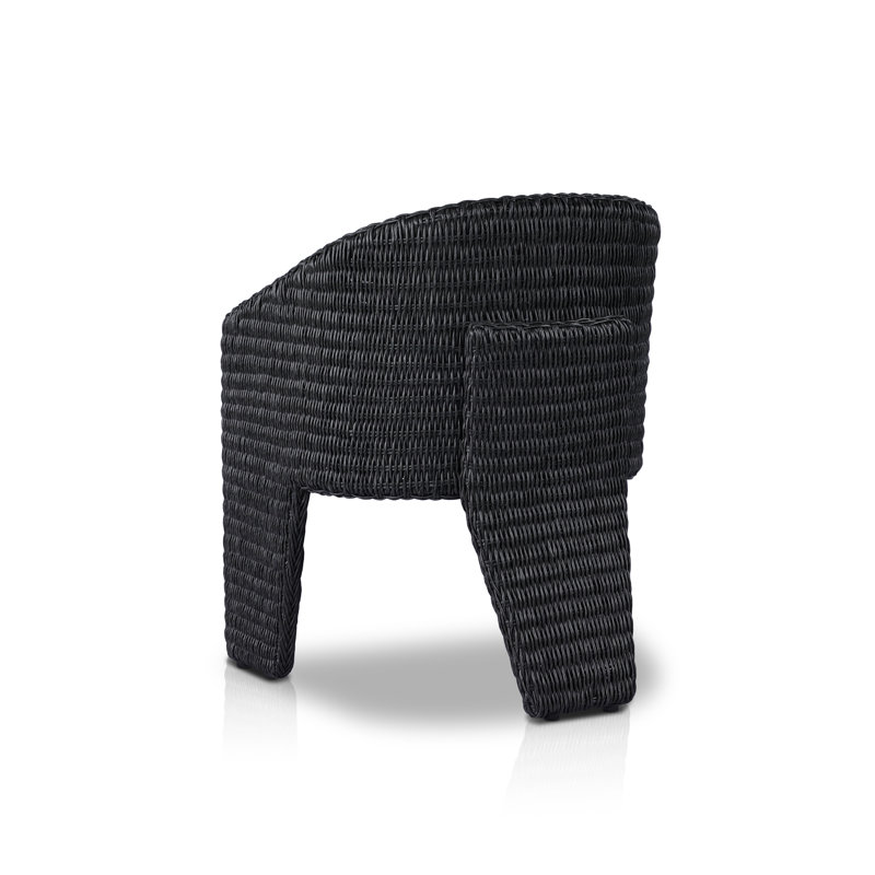Fae Outdoor Dining Armchair, Vintage Coal Wicker/White Performance Olefin