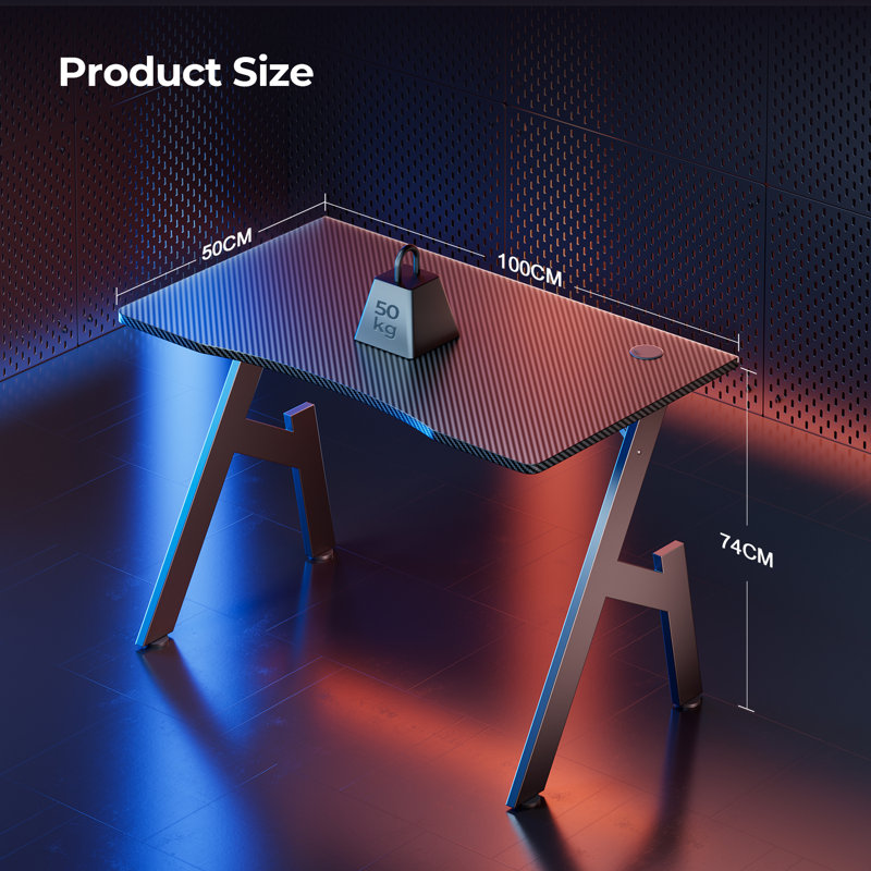Computer Gaming Desk, PC Desk for Home Office, A Shaped Table, 74cm H x 100cm W x 50cm D