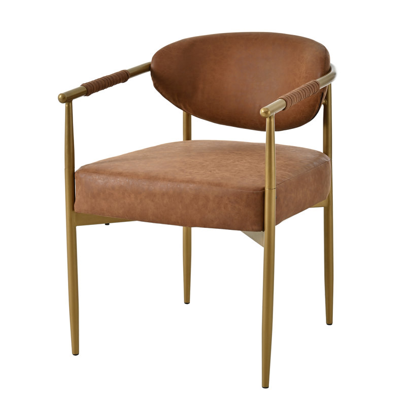 Alder Modern Upholstered Dining Armchair With Iron Frame & Toothpick Legs