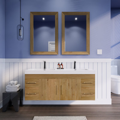 Ensemble de meuble-lavabo double mural 60 "Spring