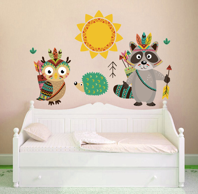 Adhésif décoratif hibou bohème Boho, H 15 po x l 22 po