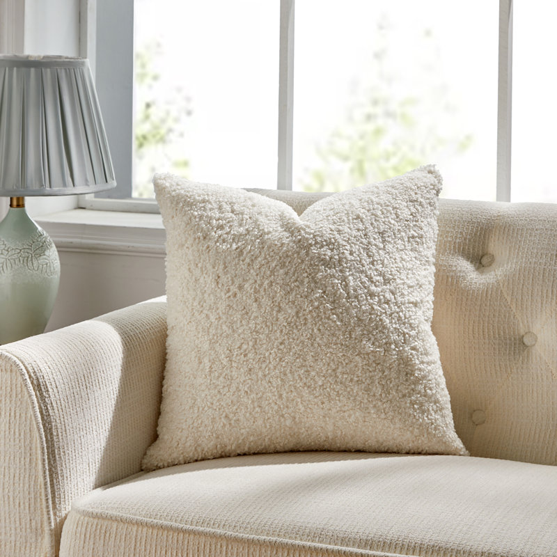Coussin décoratif réversible FRENCH BOUCLE, Ivoire, Polyester