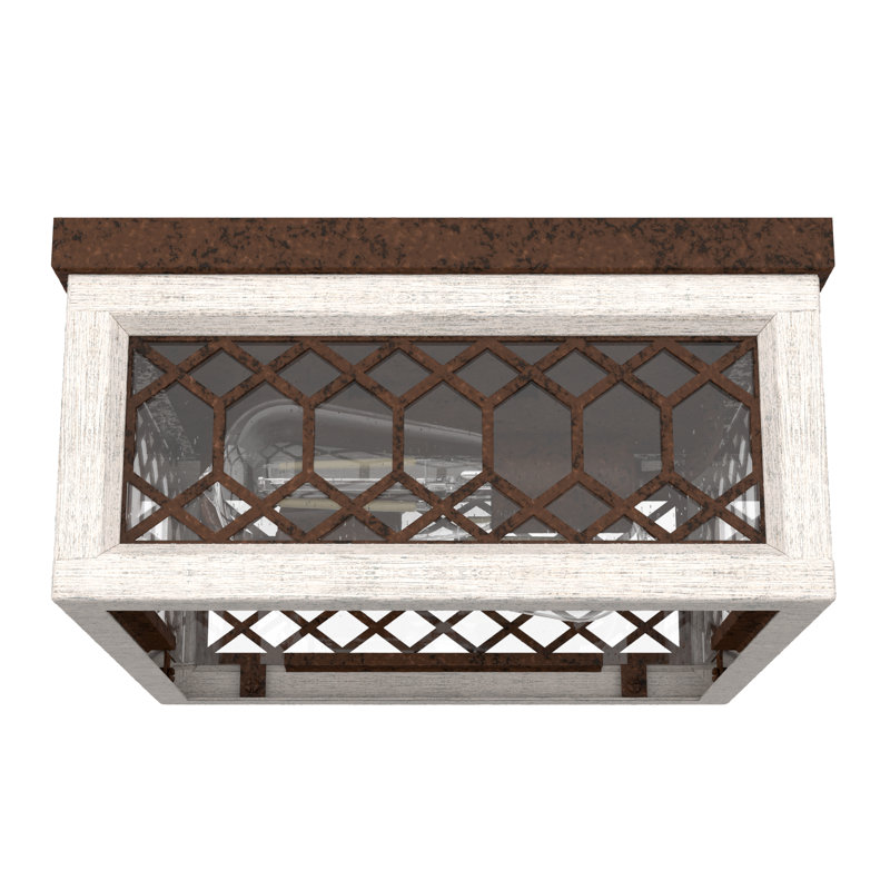 2 Light 11" Flush Mount, Textured Rust