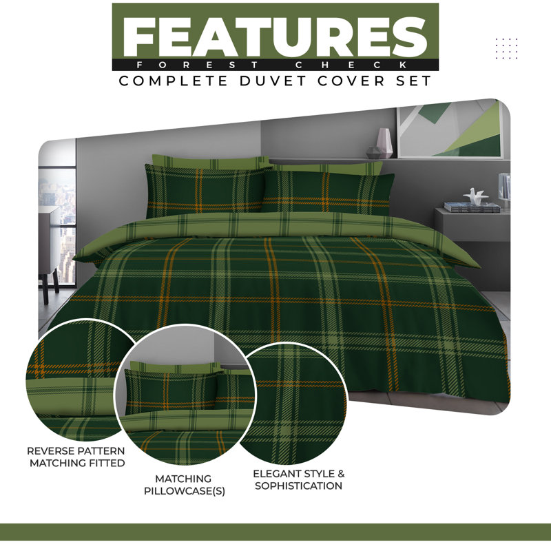 Cotton Blend Geometric Duvet Cover with Pillowcases, Double Duvet Cover + 2 Standard Pillowcases