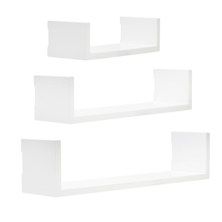 Floating Shelves Wall Mounted, Wall Shelf for Bedroom/Bathroom/Living Room/Kitchen, 3 Sizes, U-shaped(black) Latitude Run Finish: White