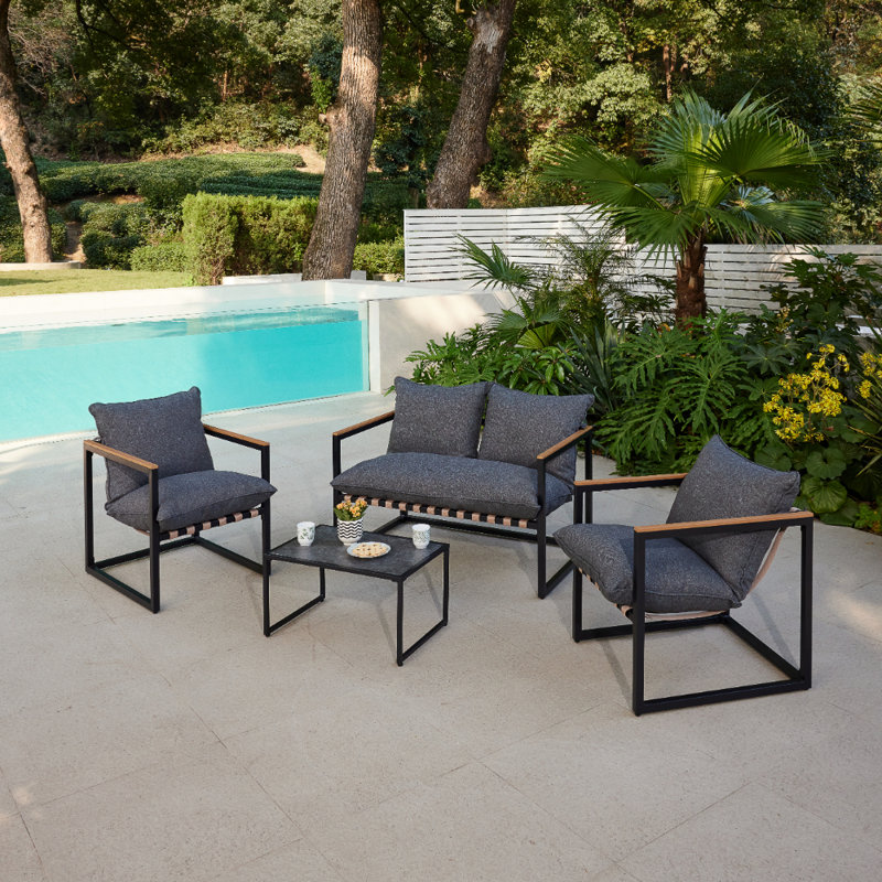 Marbella 4 - Person Garden Lounge Set with Cushions, Grey
