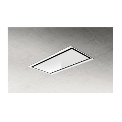 Elica White Glass With Metal White Frame 600 CFM Convertible Island Range Hood with Mesh Filter