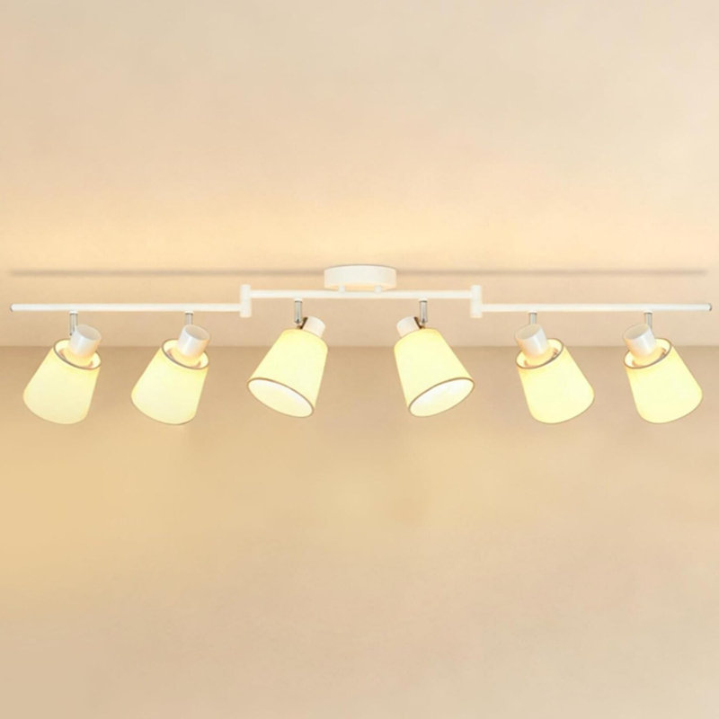 Luminaire sur rail blanc 6 lumières, projecteur directionnel, base E26, sans ampoules